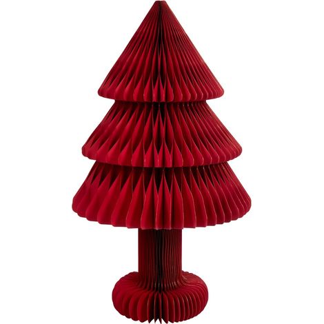 Sapin de Noël en Papier "Pliable" 100cm Rouge (1/3)