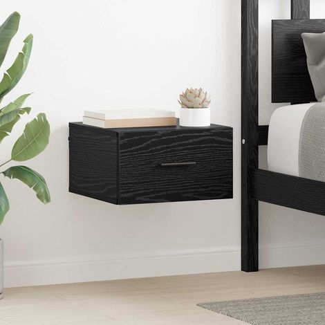 Nachttisch 2 pcs Schwarz Eichen-Optik 35 x 35 x 20 cm