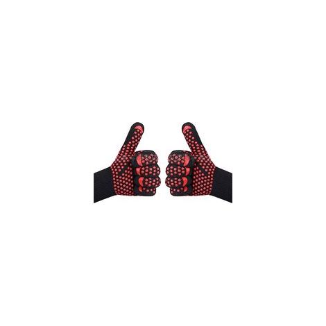 Gants de four à micro-ondes résistants à la chaleur, en silicone ignifugé haute température (bicolore rouge et gris), résistants à la chaleur et ignifuges. (1/5)