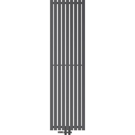 ECD Germany Radiatore Stella 480 x 1800 mm Antracite con Set Connessioni Raccordo Centrale a Pavimento e Termostato Calorifero Termosifone Arredamento Termico Riscaldamento per il Bagno (1/5)