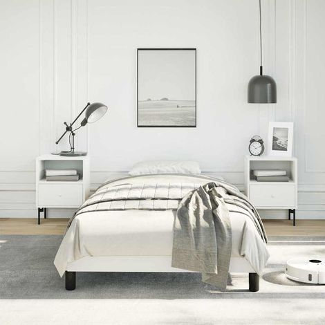 Cadre de lit blanc 100x203 cm similicuir (1/5)
