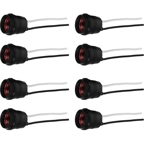 Lot de 8 Douilles à Vis E27 Étanches Noires en Caoutchouc avec Câble Douille Extérieure Résistante aux Intempéries Suspendre la Cuisine Salle de Bain et Jardin Compatible (1/5)