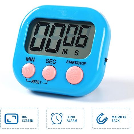 Minuteur de cuisine magnétique avec grand écran LCD, minuterie de cuisson, alarme sonore et compte à rebours
