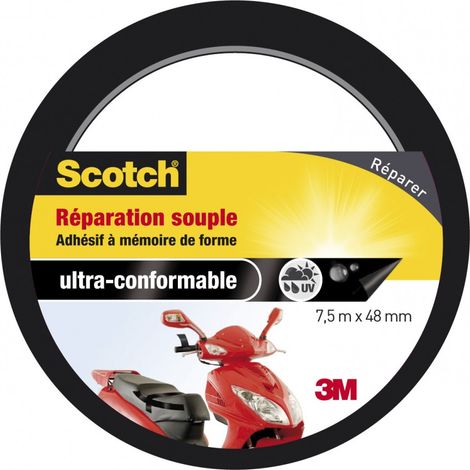 SCOTCH - Cinta adhesiva - Tela - Reparación flexible - Memoria de forma - Ultra-conformable - 48 mm x 7,5 m - Negro (1/5)
