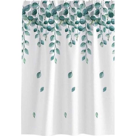 Rideau De Douche - 120x200 Cm - Motif Feuilles - Polyester Lavable - Ourlet Lesté - Résistant À La Moisissure - 1 Pièce (1/3)