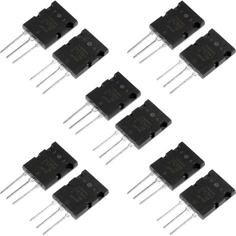 Paire de 5 transistors audio haute puissance 2SA1943 2SC5200 noirs, appariés pour amplificateur Hi-Fi, kit de 10 pièces, composants électroniques de qualité. (1/5)