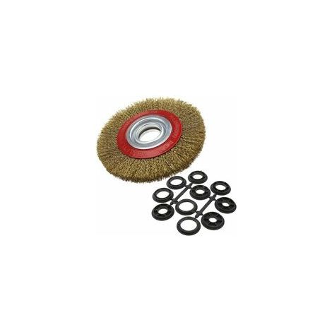 Brosse ronde acier 125mm pour meuleuse, 10 adaptateurs (1/5)