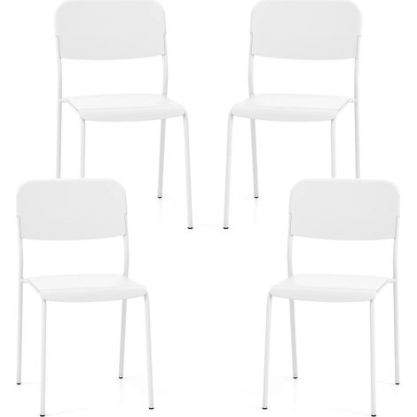 Set di 4 sedie da giardino moderne impilabili 48,5 x 44,5 x 81 cm comfort ottimizzato design contemporaneo in PP bianco 200011820