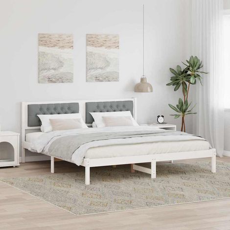 vidaXL Estructura de cama con cabecera Gris Claro 160 x 200 cm (1/5)