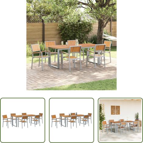 Gartentisch - Garten Essgruppe 7 pcs Grau Massivholz Akazie (1/5)