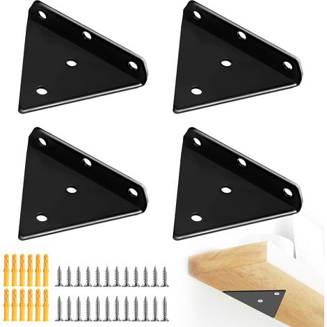 Support Étagère Triangle en Fer, Fixation Murale Flottante Invisible avec Vis pour Décoration (80x100mm) (1/5)