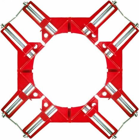 Abrazadera de ángulo recto de 90 grados, juego de 4 tornillos de banco ajustables para carpintería, abrazadera de ángulo rojo para soldadura de marcos de fotos múltiples en carpintería (1/4)
