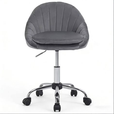 Chaise de bureau pivotante en velours gris foncé réglable en hauteur avec roulettes MODENUIT (1/5)