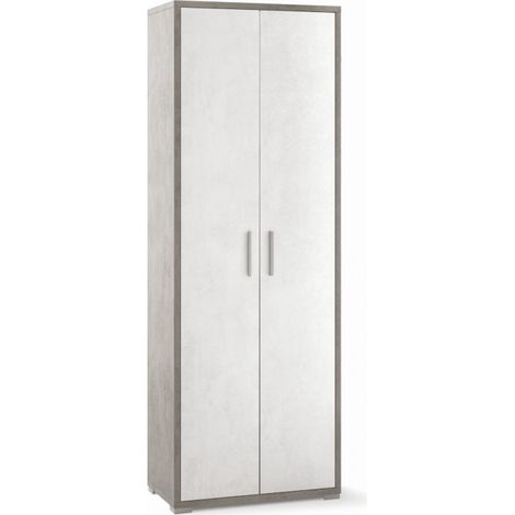 Mueble multiusos 2 puertas 5 compartimentos diseño moderno Alès - Gris - Blanco