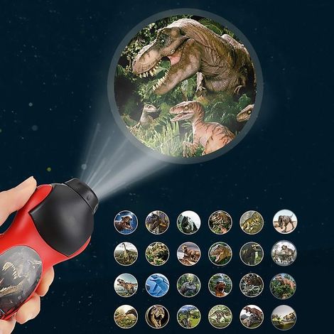 Lampe Torche Projecteur - 24 Motifs Dinosaures - Jouet Éducatif pour Enfants 1 à 3 Ans - Projection sur Mur ou Lit - Fonction Focus Réglable - 1 Pièce (1/5)