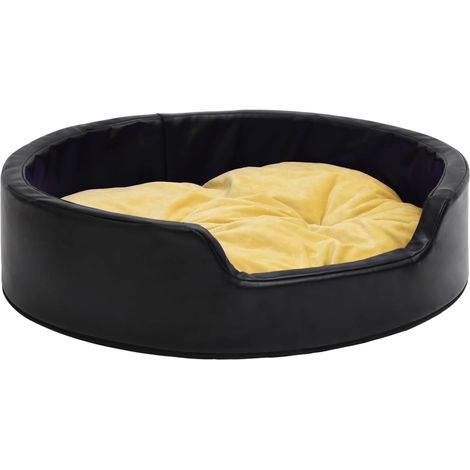 Lettino per Cani Nero e Giallo 99x89x21 cm Peluche e Similpelle vidaXL (1/5)