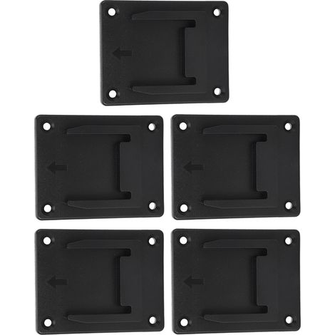 Schwarze Wandhalterung für 5 Werkzeuge, ABS-Haken, Werkstattaufbewahrung, kompatibel mit 14,4-V- und 18-V-Akkus, Halterung für Lithium-Bohrmaschinen und -Schraubendreher. (1/5)