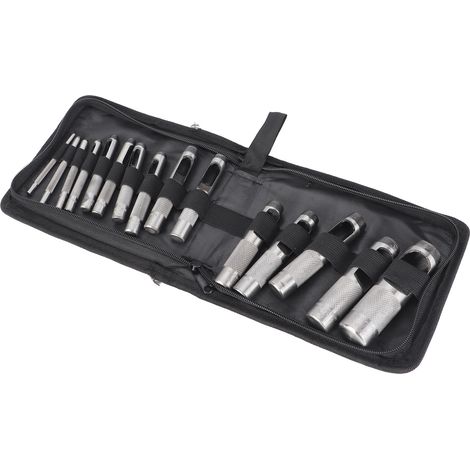 Kit 15 Poinçons Manuel Acier Carbone pour Cuir et Ceintures, Perforateur Trous 3-25mm, Outils Quincaillerie (1/5)