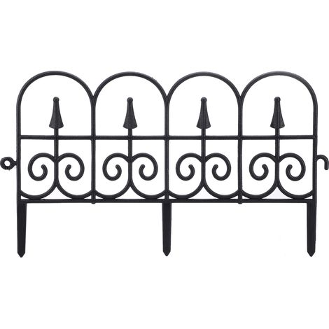 Clôture de jardin en plastique PP, 6 pièces, décoration épissée pour centre commercial, supermarché, maison, chaîne de magasin, noir L 58cm l 34cm (1/5)