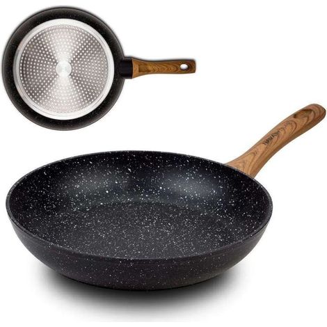 Poêle NAVA / poêle NATURE avec revêtement en granit pour frire et braiser les aliments, 26 cm, pour plaques de cuisson à gaz et à induction (1/5)