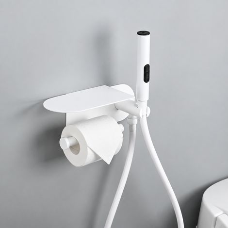 Kit douchette WC bidet encastré blanc en cuivre avec porte-papier 42 × 24,5 × 15,5 cm 2,7 kg – Livraison gratuite