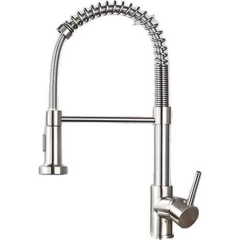Robinet de cuisine, douchette à tirage, monocommande, Nickel U (1/2)
