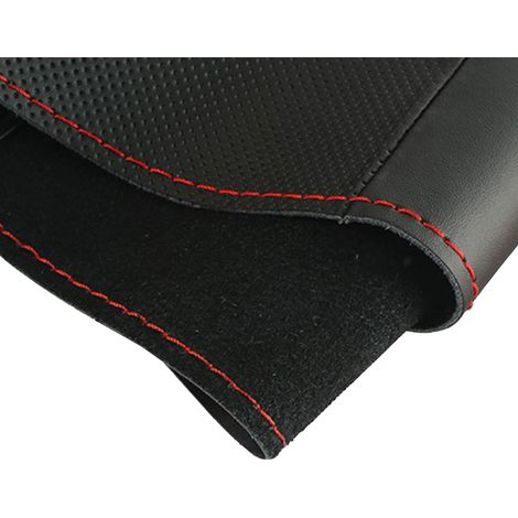 Universeller Ganzjahres-Lenkradbezug, handgenäht, schwarz mit roter Ziernaht, 38 cm (kein Muster verfügbar, derzeit in Entwicklung) (Exklusiv in Mexiko erhältlich) (1/5)