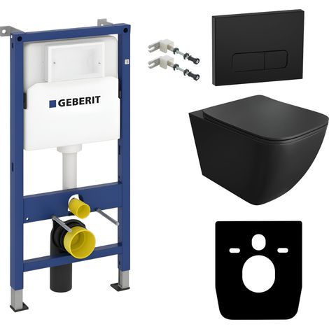 GEBERIT WC Set mit Vorwandelement, Wand-WC und Spülknopf