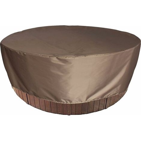 Round Protective Cover for Hot Tub, Garden Table, Spa, Jacuzzi, with Elastic for Outdoor Tub Furniture, 190 x 89 cm (Brown) (1/5)