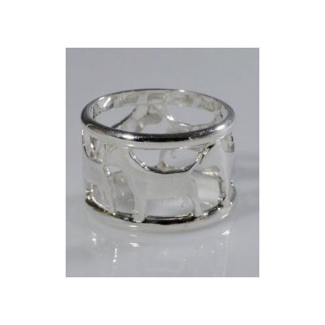 Bull Terrier durchbrochener Ring in Sterlingsilber