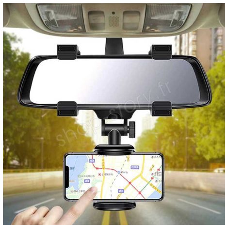 SWIVEL 360 : Support de Téléphone Universel Rotatif Réglable et Rétractable Fixation au Rétroviseur (1/5)