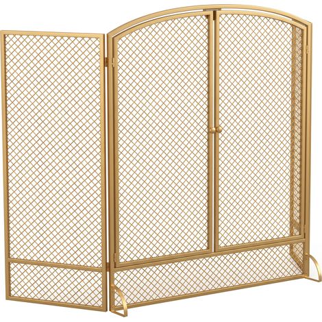 Pare-étincelles de cheminée, pare-étincelles en 3 parties avec double porte 122x75cm (1/5)