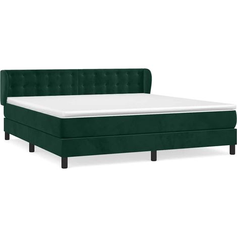 Maison Exclusive - Sommier à lattes de lit et matelas Vert foncé 180x200cm Velours (1/5)