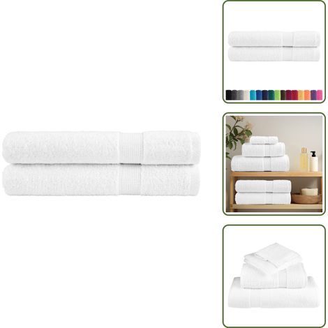 The Living Store Premium-Saunatücher SOLUND 2 Stk Weiß 80x200 cm 600 g/m² - Saunatücher - Baumwollhandtücher - Wellnessaccessoires - Saunakabine Zubehör - Strandtücher (1/5)