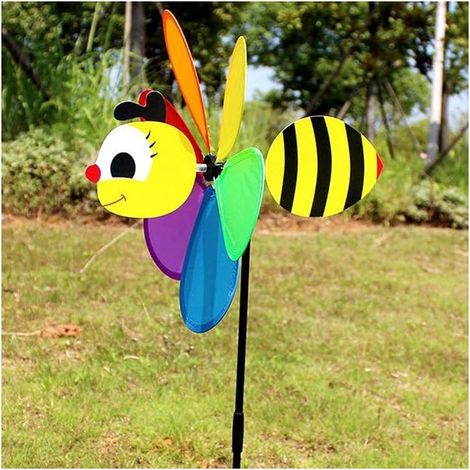 Moulin à vent décoratif en forme d’abeille, décoration rotative pour jardin et pelouse (1/2)