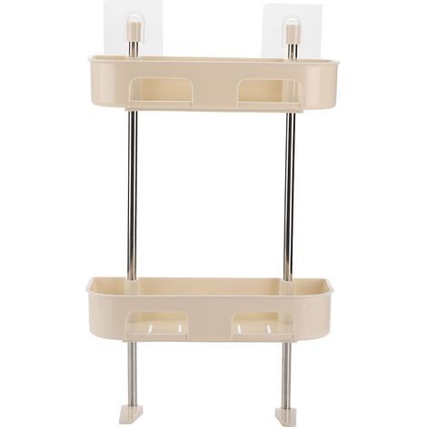 Etagere De Toilette Murale - Double Niveau En Matériau Résistant - Organisation Salle De Bain Gain De Place - Beige - 1 Pièce (1/5)