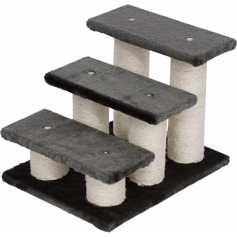 Scala per gatti e cani a 3 gradini in truciolare grigio scuro 45x35x34 cm (1/4)