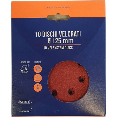 DISCO ABRASIVO VELCRO 8 FORI D 125 MM GR  80 CF 10