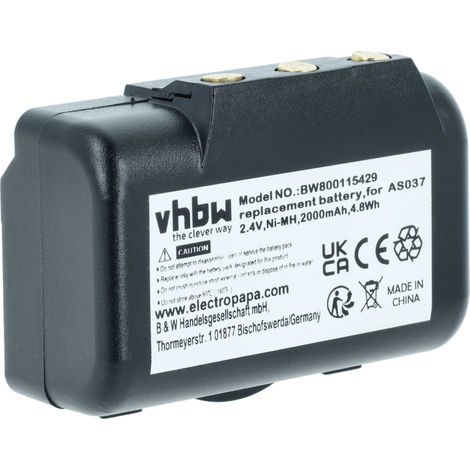 vhbw Akku kompatibel mit IMET M550S Wave S, M550S Wave L Industrie-Funkfernsteuerung Fernbedienung (2000 mAh, 2,4 V, NiMH) - Schwarz