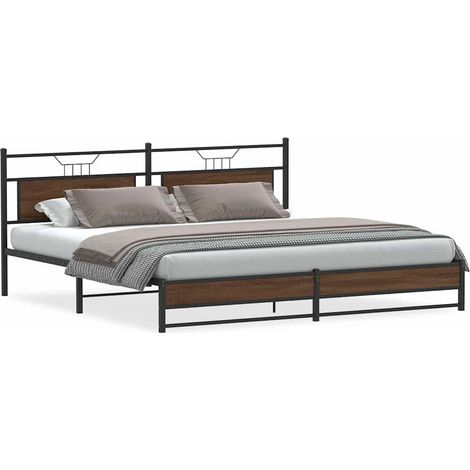 Maison Exclusive - Cadre de lit en métal sans matelas chêne marron 200x200 cm (1/5)