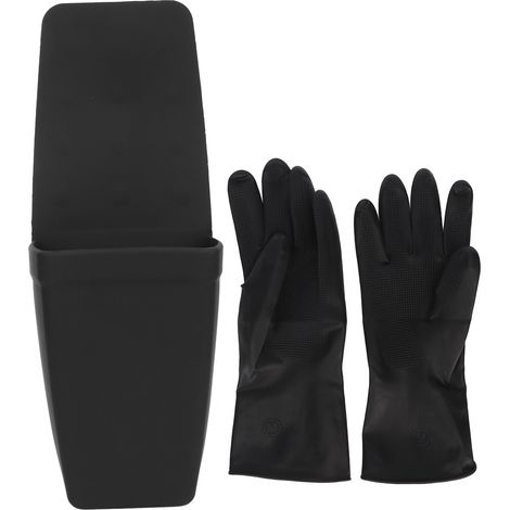 Pochette de rangement en silicone résistant à la chaleur, support mural à ventouse pour fer à friser, avec gants de protection. (1/5)