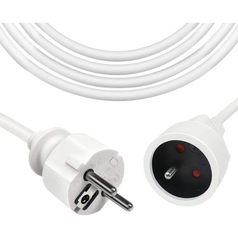 Rallonge Prolongateur électrique 5 m 16A - Section 3G1,5 mm² - Blanc (1/5)
