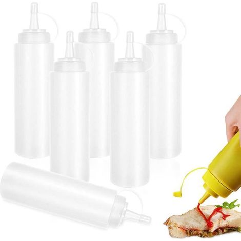 Bouteilles Condiments, 6 pcs Assaisonnement Bouteille Sauce, Sauce Bouteilles Distributeur, Bouteilles Condiments Plastique (1/4)