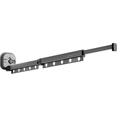 Wäscheständer, ausziehbar, zur Wandmontage, mit Saugnapf, ausziehbar, faltbar, mit Haken und Handtuchhalter, für Balkon, Wäscherei, Badezimmer, Schlafzimmer (Dunkelgrau, 2 Fächer)