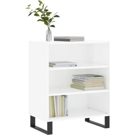 Buffet de Cuisine Blanc Laqué 57x35x70 cm - Meuble de Rangement en Bois d'Ingénierie avec Étagères, Idéal pour Salon et Entrée (1/5)