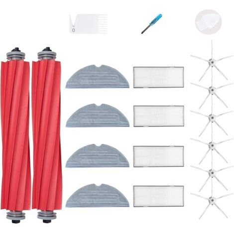 Le kit de pièces de rechange pour l'aspirateur robot Roborock S7 comprend 4 filtres, 4 brosses latérales, 4 lingettes de nettoyage, 1 brosse principale et 1 outil de nettoyage. (1/5)