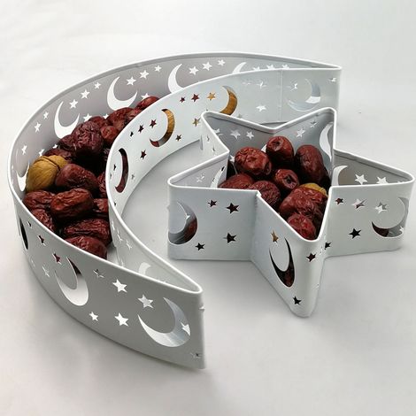 Eid al-Adha-Partyteller, eisernes Tablett mit Mond- und Sternmotiven, Heimdekoration. (1/5)