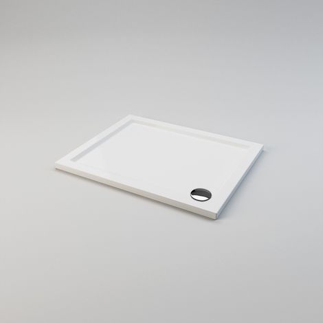 ELEGANT 1000 x 800 x 40 mm Shower Tray Slimline Square Shower Enclosure Base Gloss White with Waste Trap