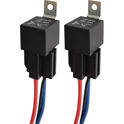 Confezione da 2 cablaggi relè per auto JD1912 12V 40A 4 pin SPST 12 AWG con diodo integrato per camion, furgoni, motociclette, barche