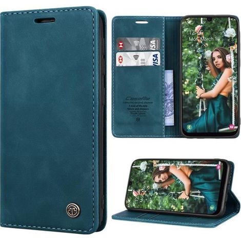 Housse en cuir pour Samsung Galaxy A50, étui pliant multifonction, couleur bleu